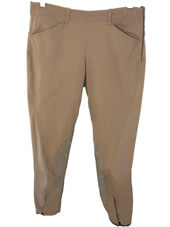 The Tailored Sportsman Pants - The Tailored Sportsman Wmn 30R Latte Knee Patch Schooling Breeches Side Zip USA